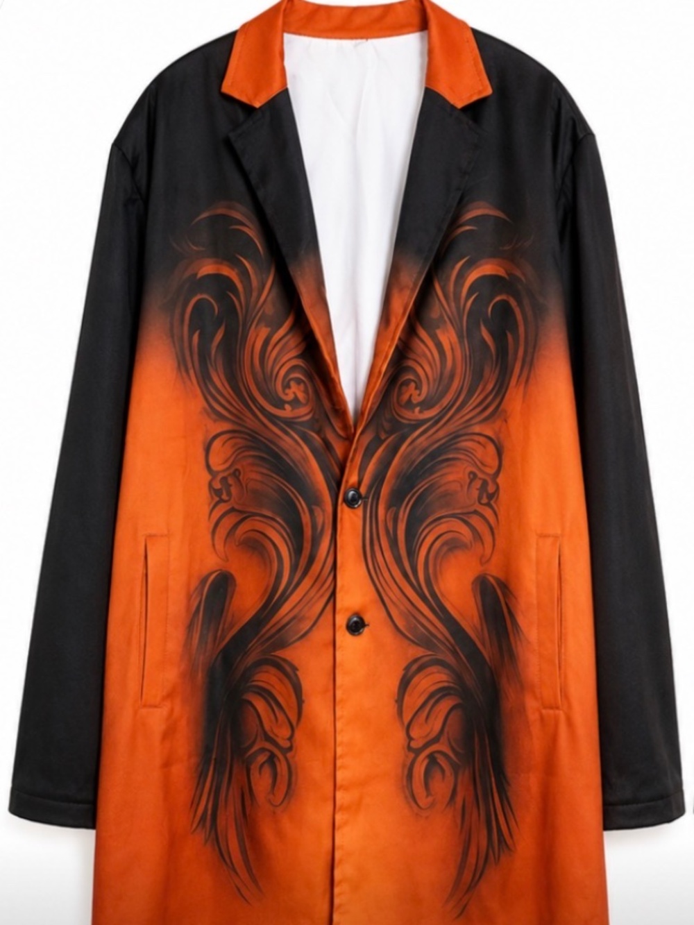 Unbranded Orange Black Flame Swirl Novelty Jacket Mens 2XL Lightweight Blazer